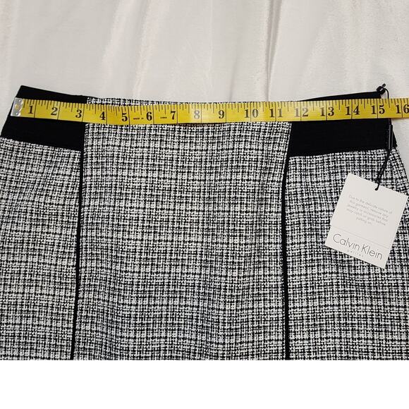 NWT Calvin Klein Houndstooth Black Gray Career Office Pencil Skirt, 6 Petite - Picture 4 of 8